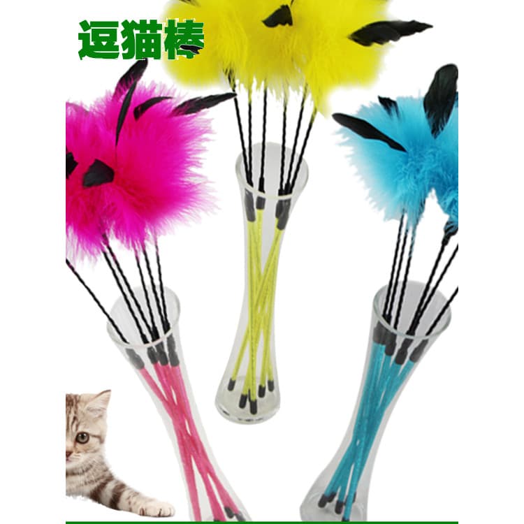Gato engraçado brinquedo do gato provocando vara colorido peru pena pena gato brinquedo gato interativo suprimentos para