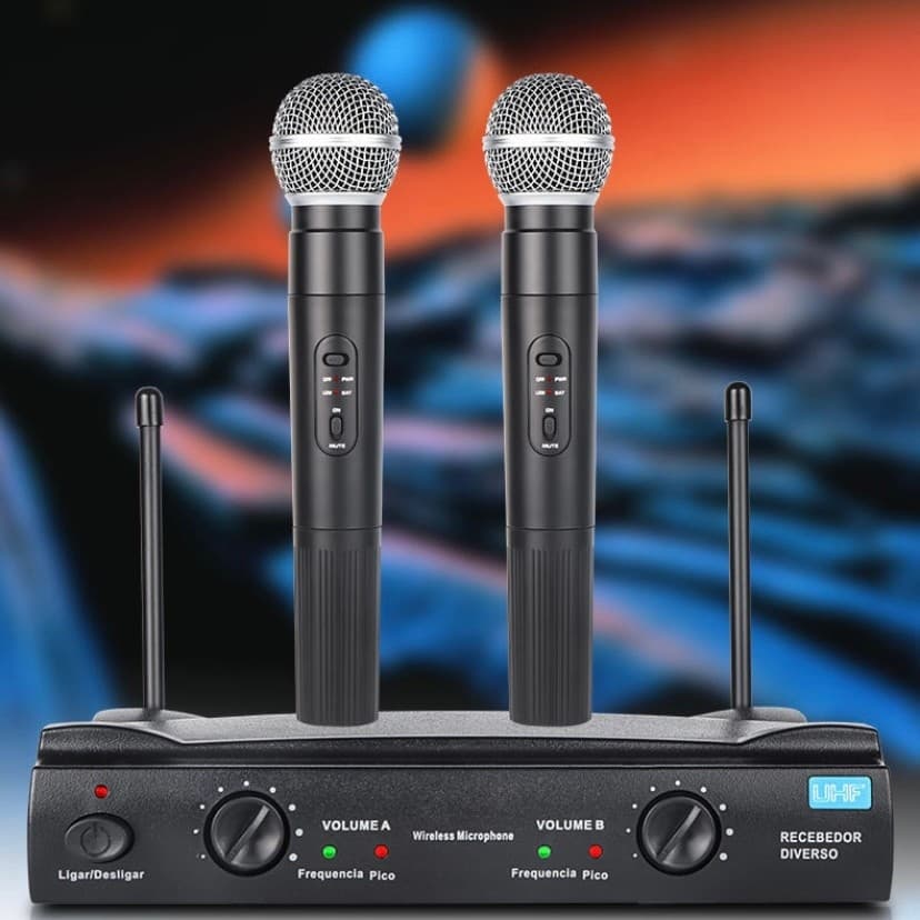 Microfones Sem Fio Byz Mb-59 Duplo Dinâmico Profissional Uhf BYZ D-MB-59