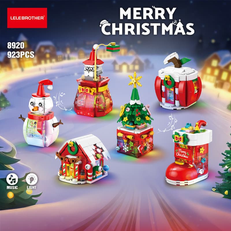 Brinquedo educativo de blocos de montar com luz e música para o Natal e o Halloween