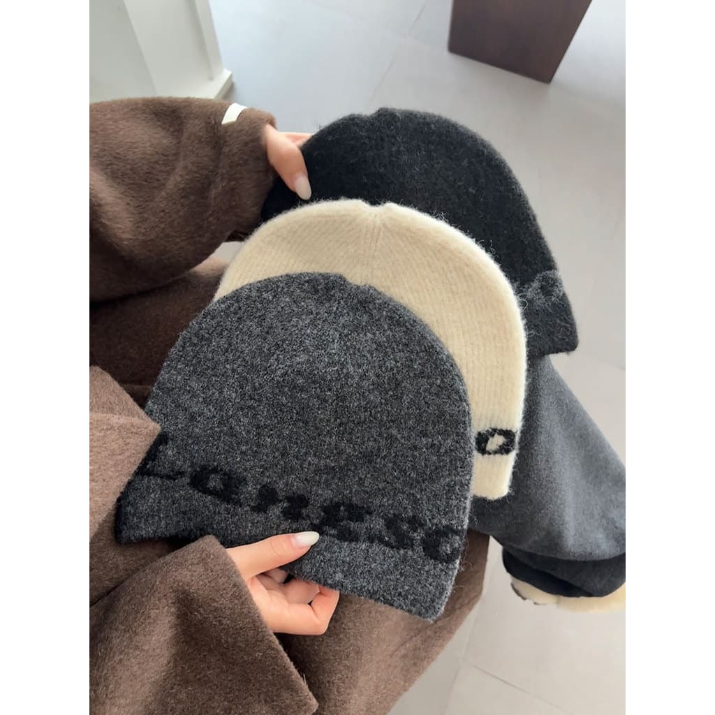 Carta Baotou chapéu feminino inverno All-Match chapéu frio rosto pequeno chapéu de malha Unisex chapéu de lã quente masc