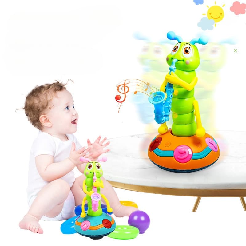 Saxofone Elétrico Wiggle Worm Cantando , Dançando , Balançando Luzes Musicais Brinquedos Infantis De 1 A 3 Anos