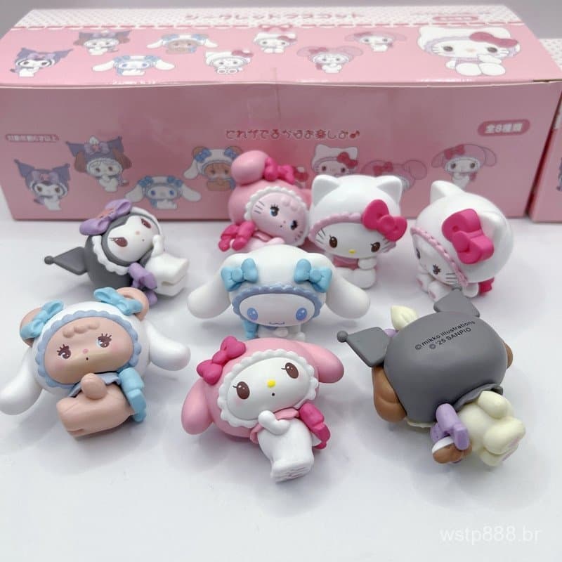 20258 peças/conjunto 4-5 cm anime japonês My Melody versão Q gashapon decoração DIY Kuromi Hello Kitty Cinnamoroll figur