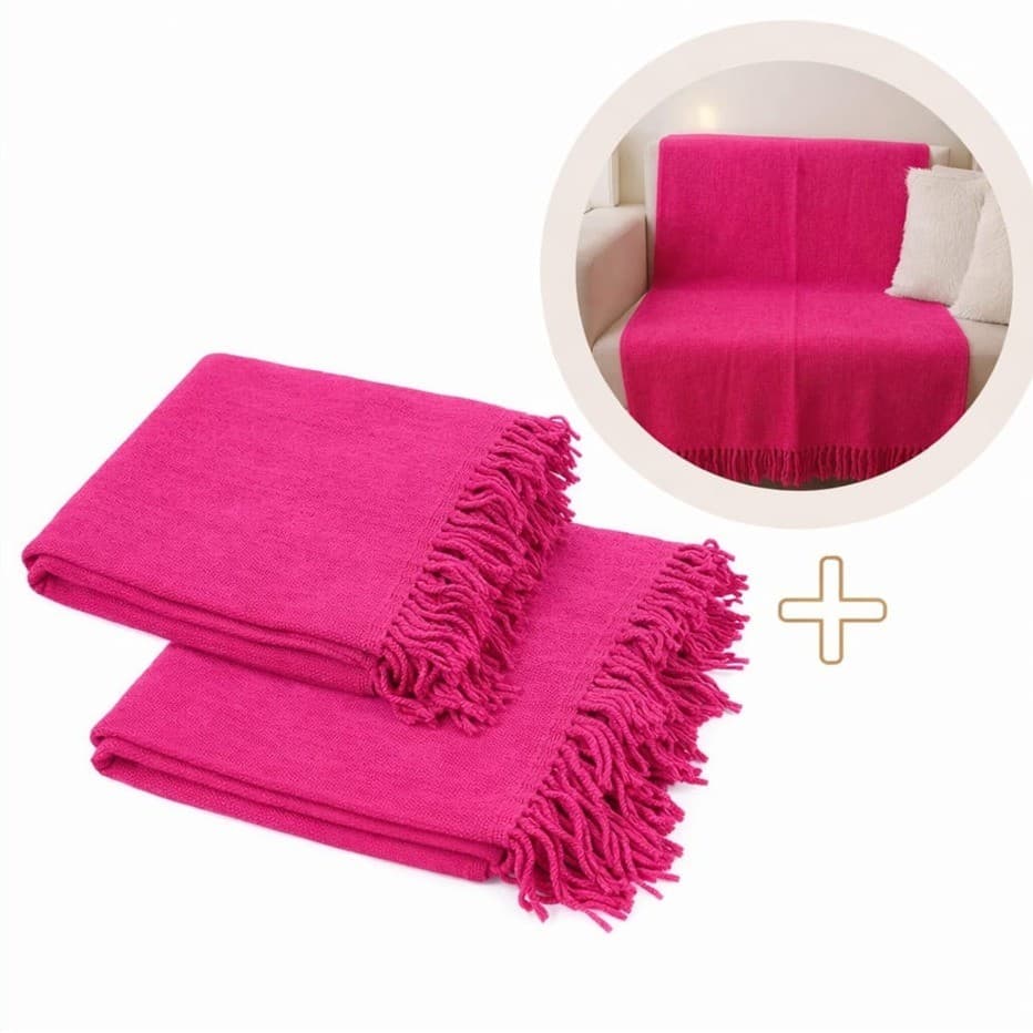 Kit 2 Mantas Decorativas Para Sofá Luxo Tecido Algodão Sala Mderna Elegante