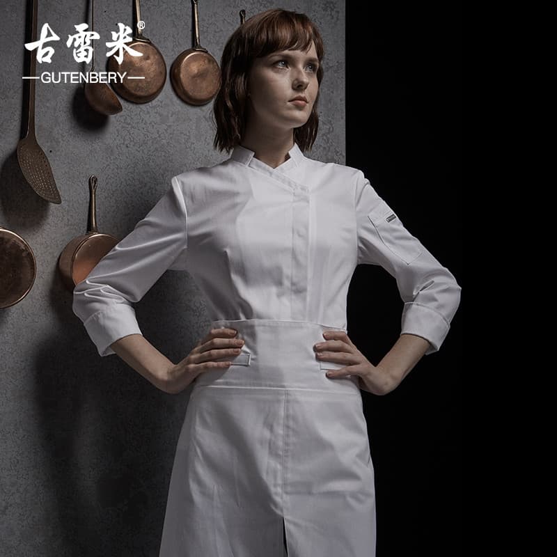 Guremi chef roupas de trabalho feminino manga comprida primavera verão bolo ocidental restaurante cozimento Catering apó