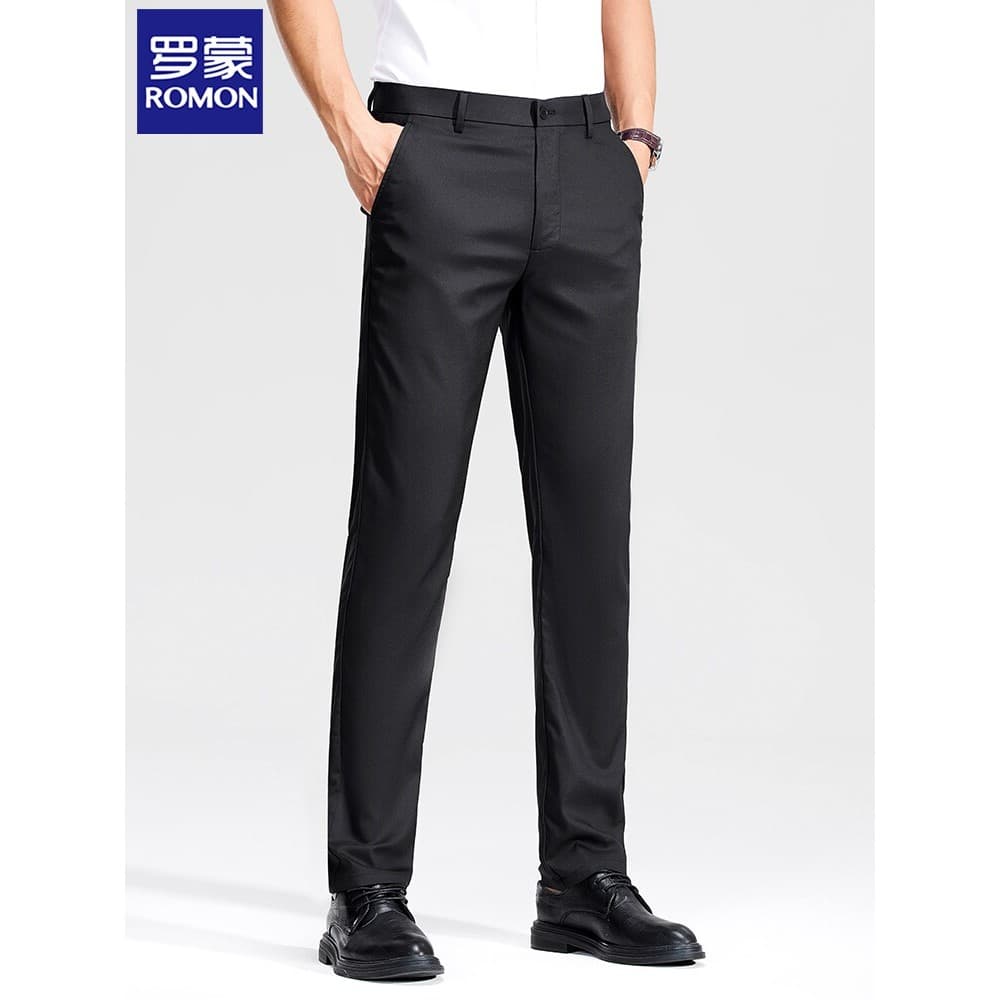 Lomon elástico gelo seda calças casuais homens verão fino negócios de meia-idade elástico High-End Tencel pequenas calça