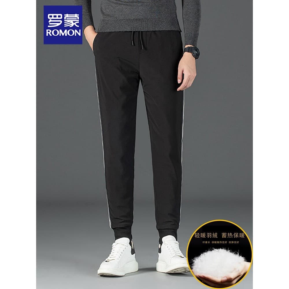 Lomon Down Pants Men Style Winter Outer Wear Calças quentes espessadas Calças casuais de algodão à prova de vento Calças