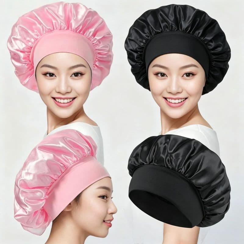 Touca de banho pronta para cabelo aleatório de seda, touca de dormir para confinamento, cuidados com os cabelos, moda, t