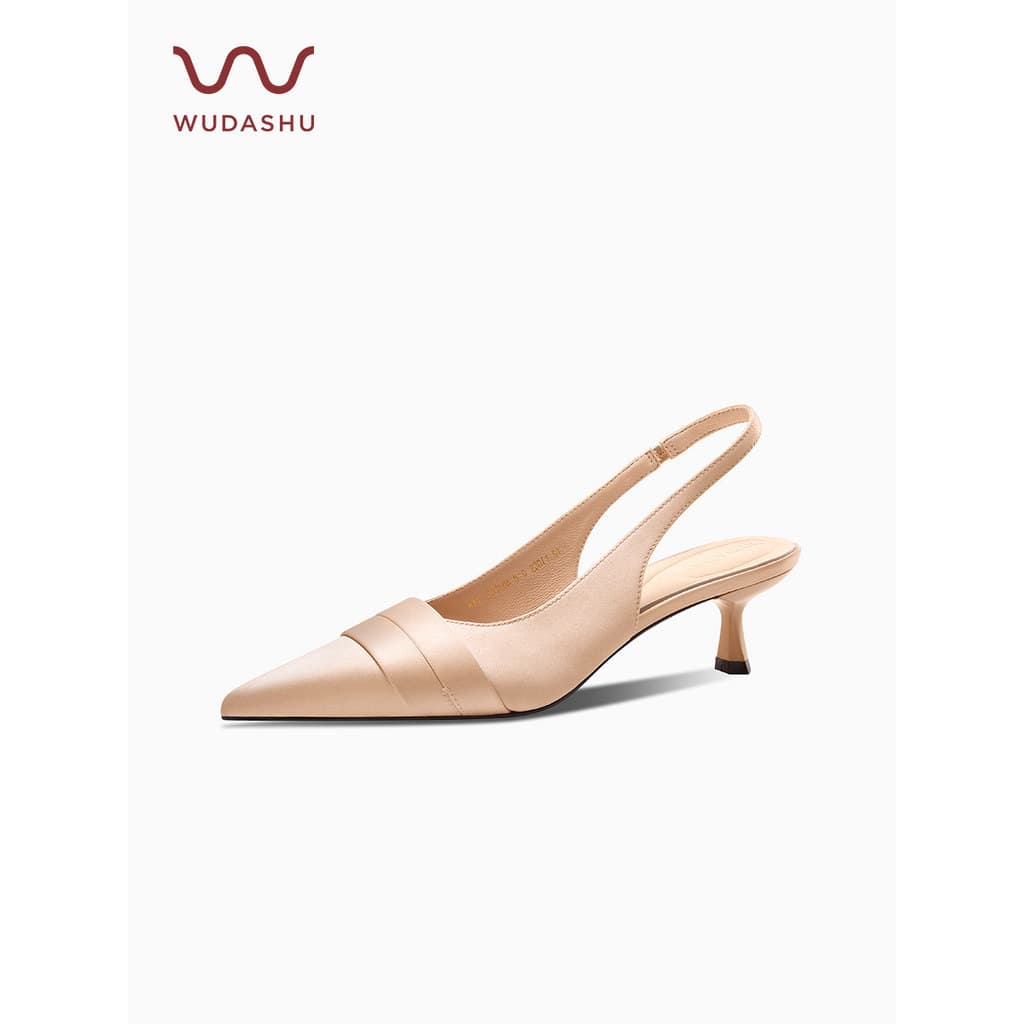 Tio Wu Estilo Francês Dedo Apontado Voltar Sandálias Vazias Verão Stiletto Nu Salto Alto Elegante Salto Médio Commuter N