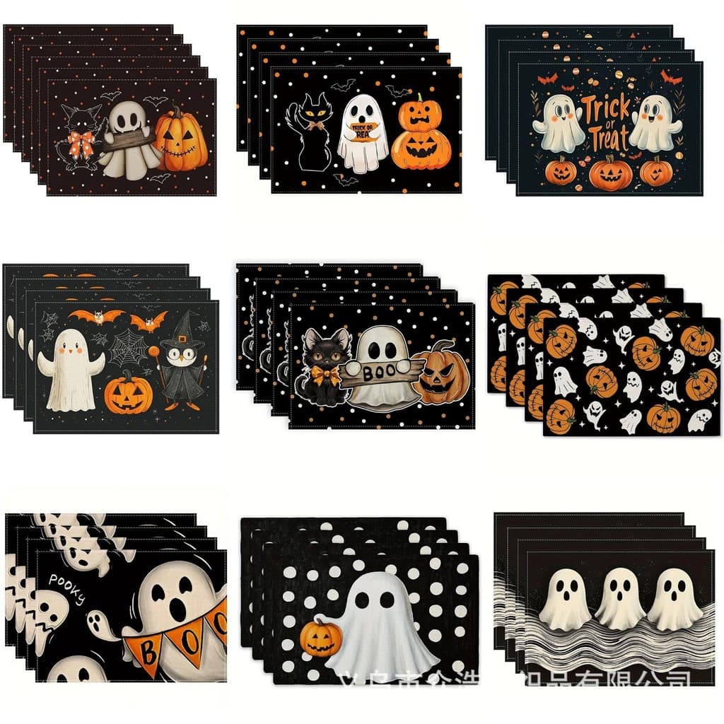 Decoração de Halloween Jogo americano de linho Decoração fantasma de Halloween Restaurante Série de jogos americanos à p