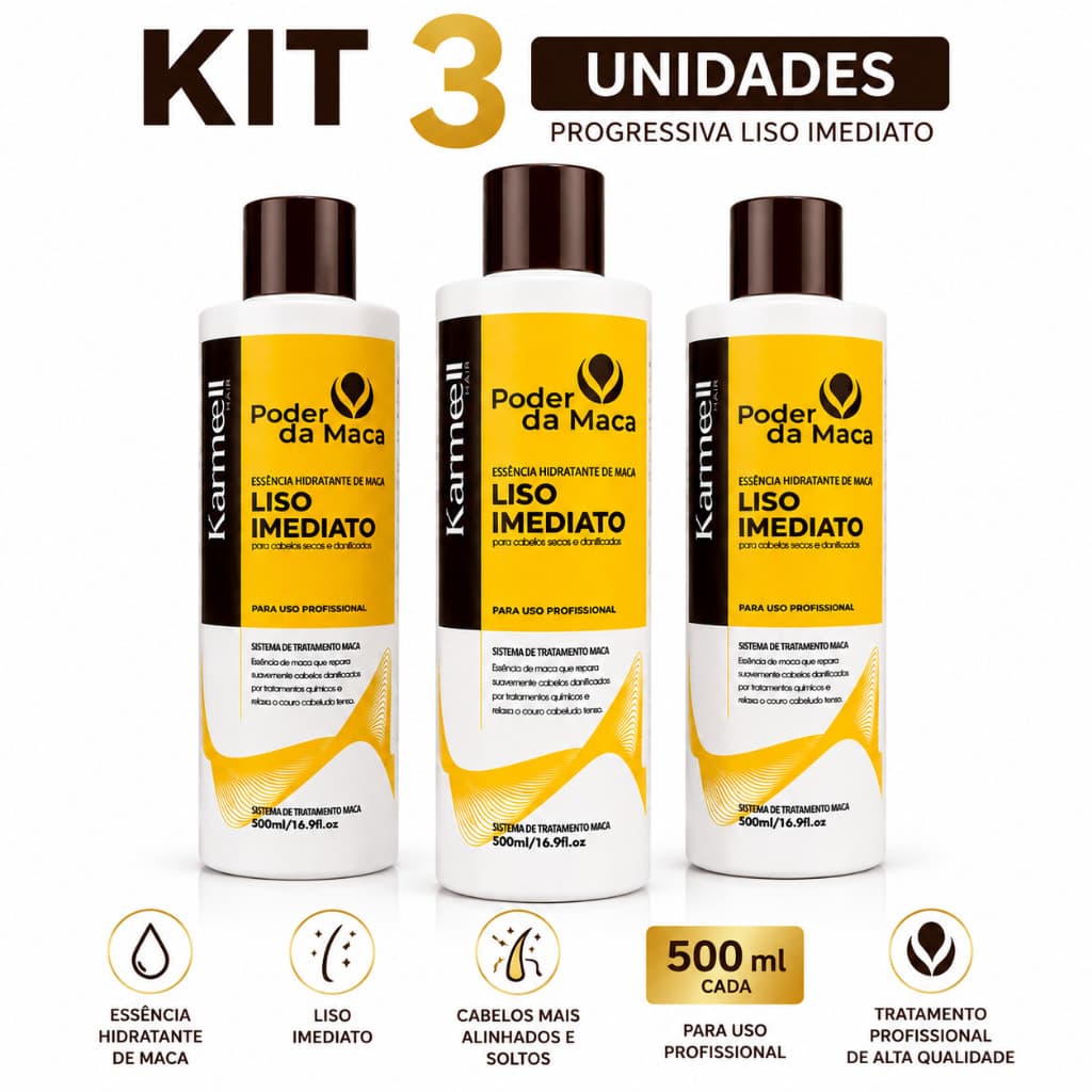 Kit 3 Liso Imediato Poder da Maca Karmell Hair 500ml