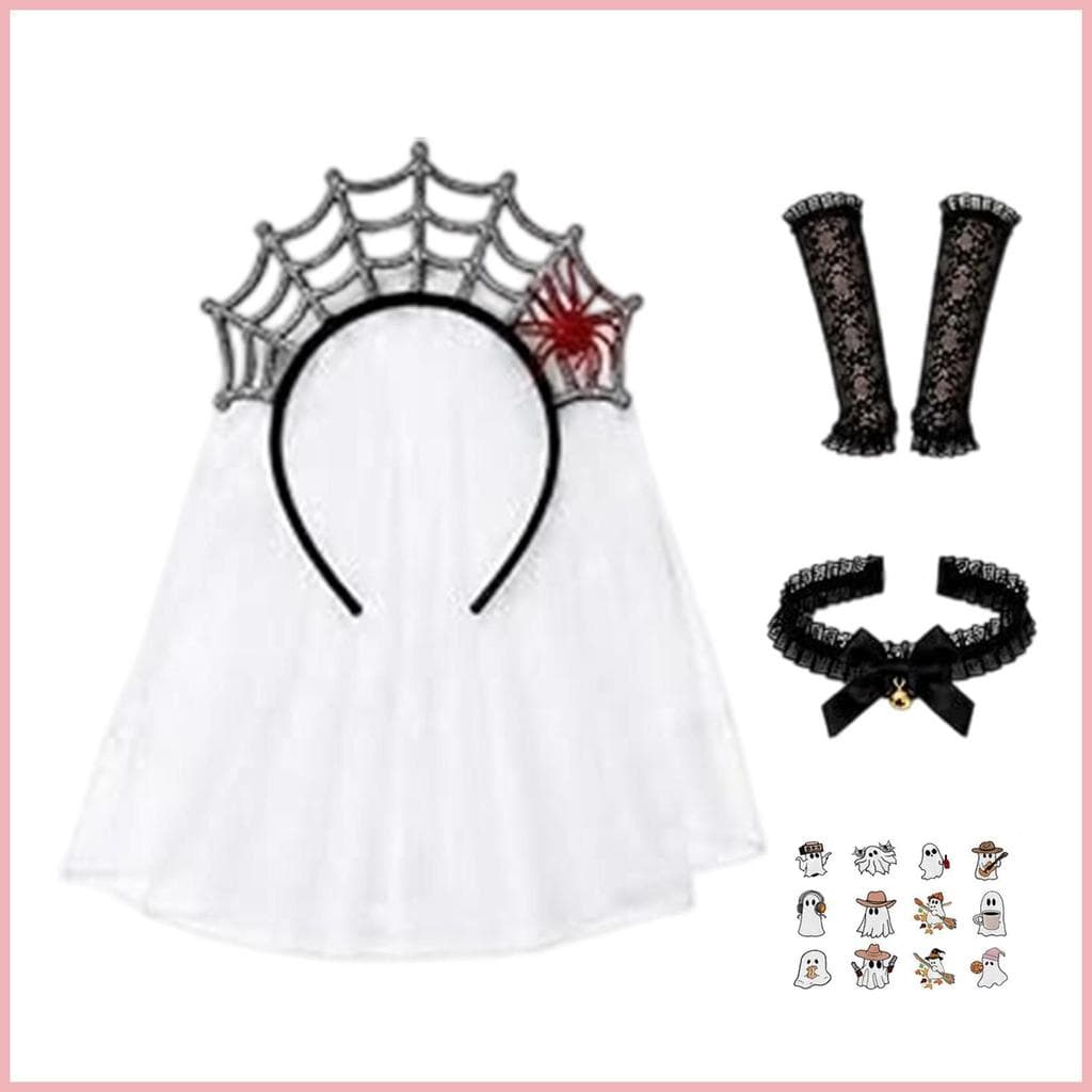 Fantasia De Noiva Gótica Com Véu , Faixa De Cabeça , Roupa De Festa De Terror , Dramatização , Adereços Para Mulheres ,