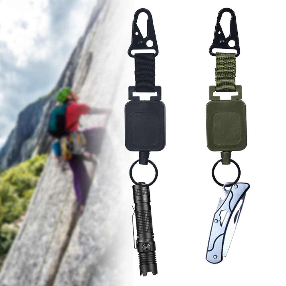 Porta-Chaves Retrátil , Carretel De Chave De Cabo De Aço Com Mosquetão E Clipe De Cinto , Portátil , Equipamento De Pesc