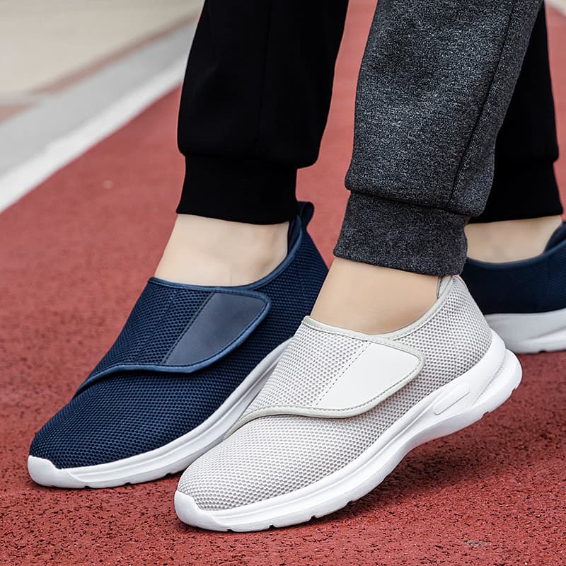 Sapatos Femininos Slip-On de Malha com Fecho de Velcro, Ajuste Solto, Sola Grossa Leve, Antiderrapantes para Caminhada D
