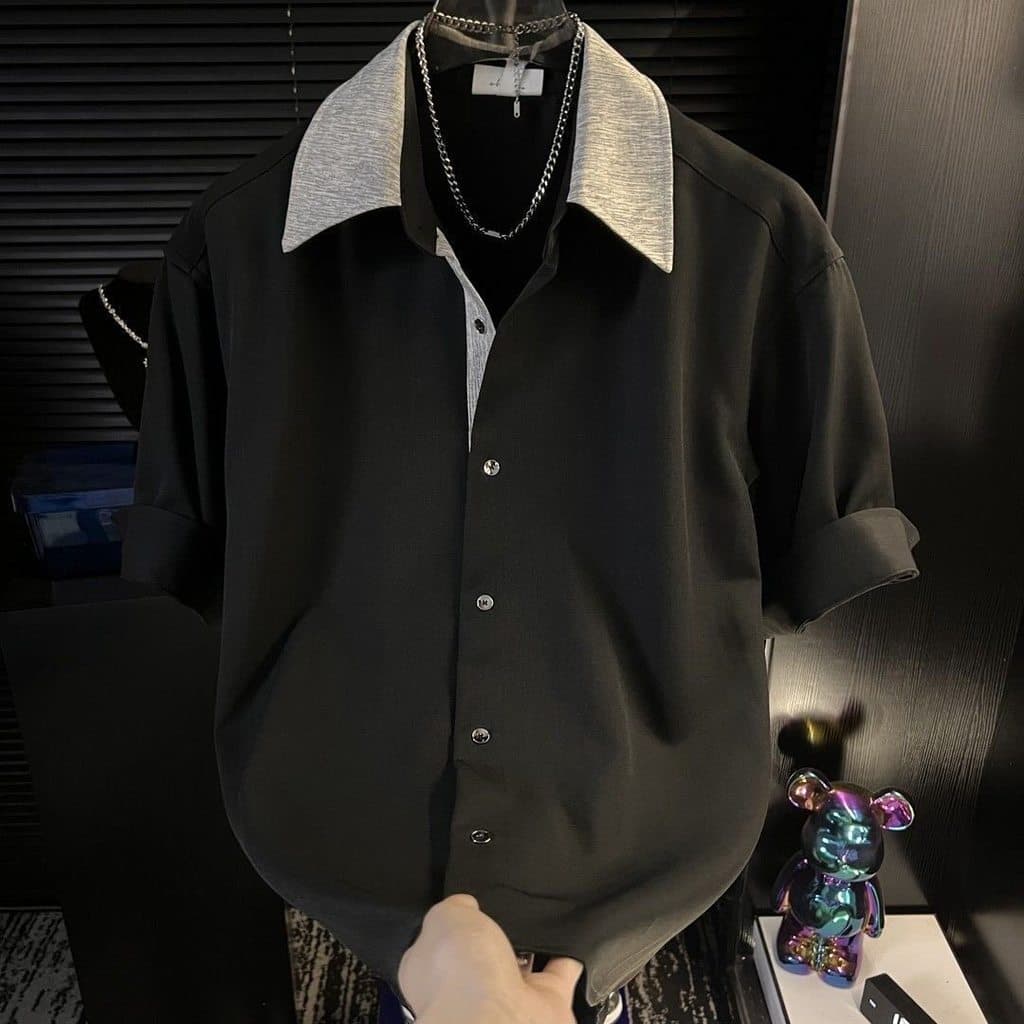 Cardigan camisa fina não-ferro contraste cor de manga curta luz estilo luxo 2026 primavera verão novo estilo na moda lap