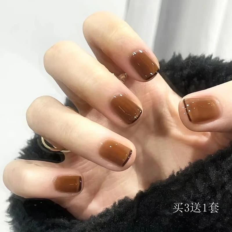 2022 novo estilo francês outono inverno falso prego remendo curto clareamento Manicure remendo mulheres grávidas pode us