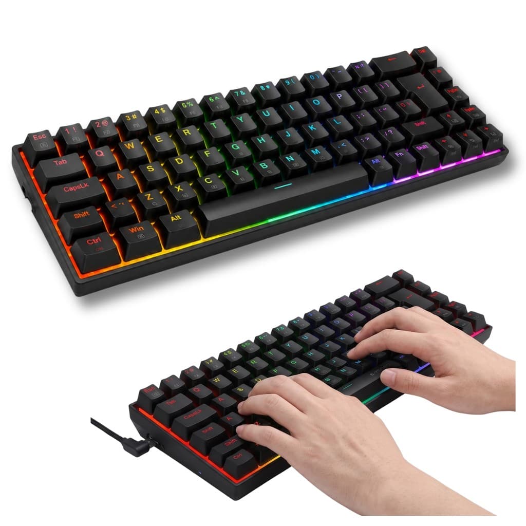 Teclado Mecânico Iluminação RGB 68 Teclas Switch Mecânico Hot-swap Conexão Type-C