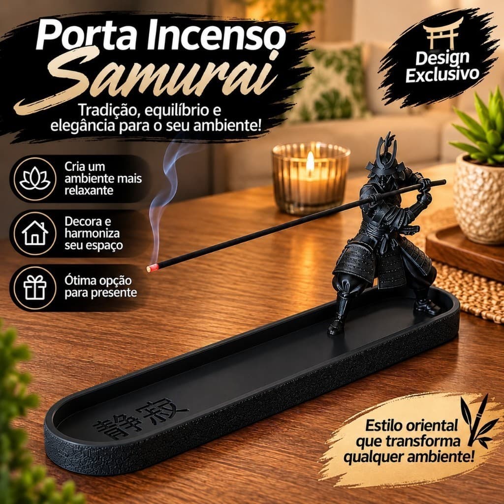 Incensário guerreiro samurai  Decorativo Porta Incenso Aconchegante Zen Spa acompanha 3 incenso sortido