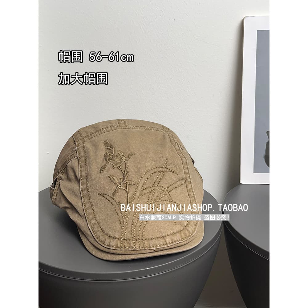 Estilo chinês grande circunferência da cabeça Retro orquídea bordado Duckbill para frente chapéu feminino americano Wast