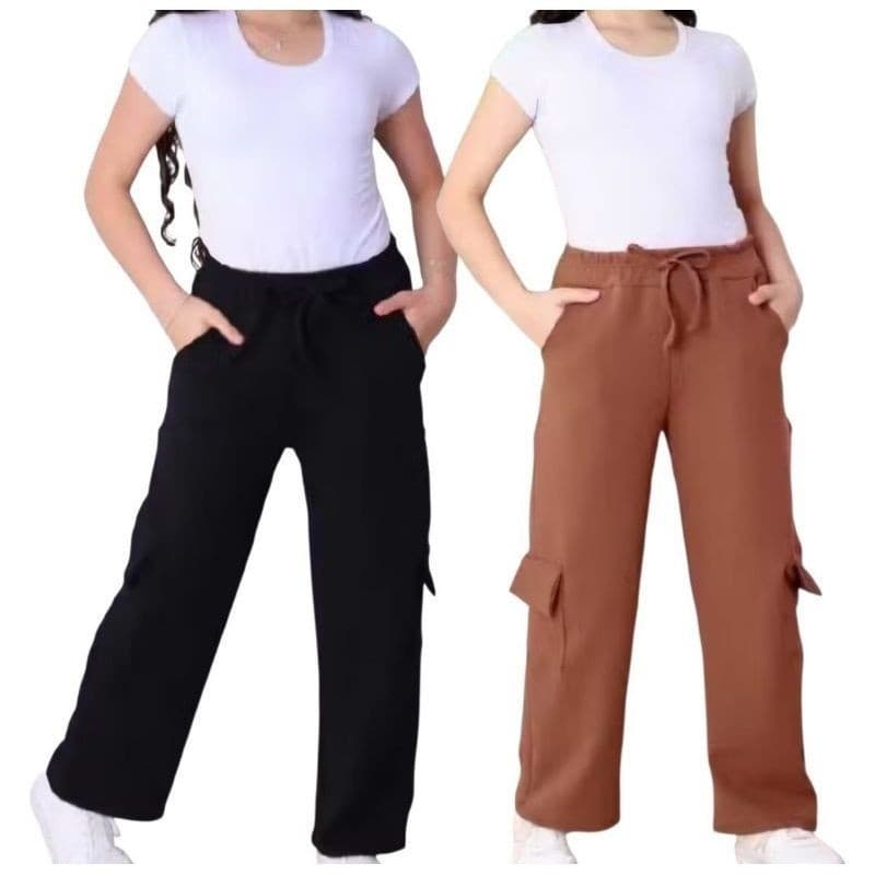 kit com duas Calça Cargo Infantil e Juvenil com Caimento Confortável em Malha Crepes menina calça pantalona menina