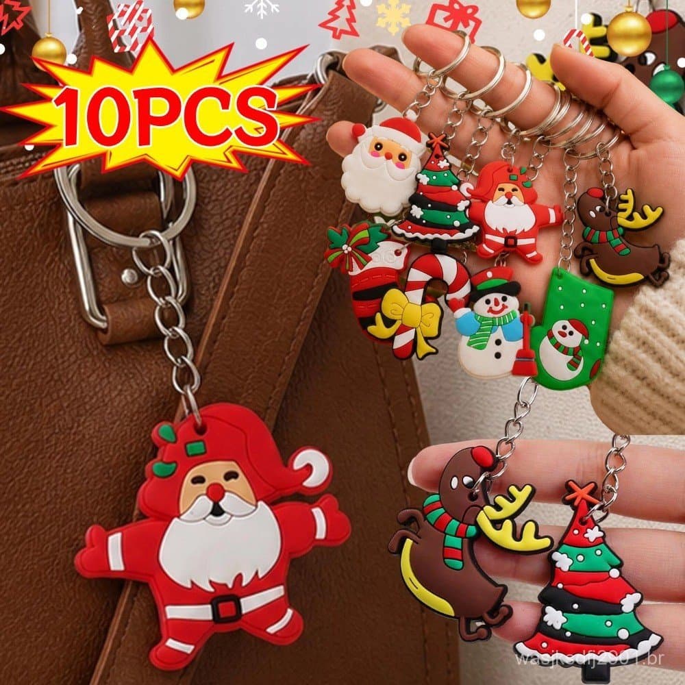 Festa De Natal Favores Chaveiro Árvore Pendurado Ornamentos Com Chaveiros Bonito Papai Noel Boneco De Neve Decorações Pr