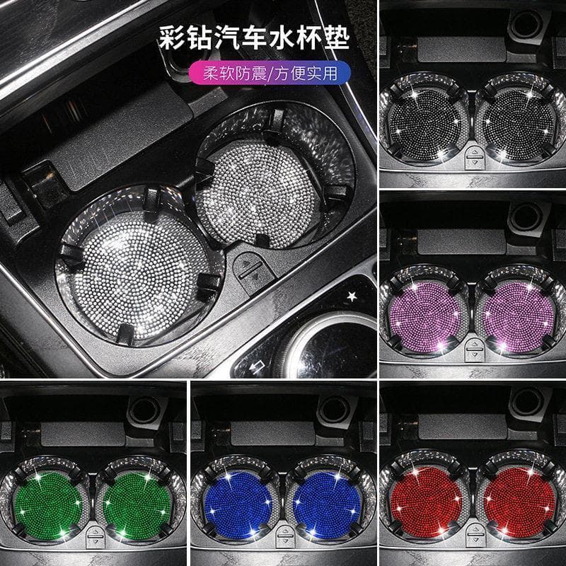 Diamante carro água Coaster único criativo carro antiderrapante esteira de armazenamento Interior dos desenhos animados