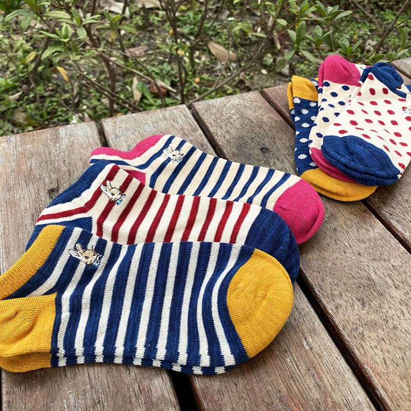 Pet Peter Rabbit Boat Socks Mulheres Puro Algodão Respirável Doce Cor Tubo Curto Cano Baixo Boca Rasa Meias Desossadas L