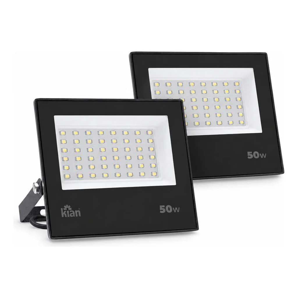 Kit 2 Refletores Led Kian 50w 3000k Bivolt Externo
