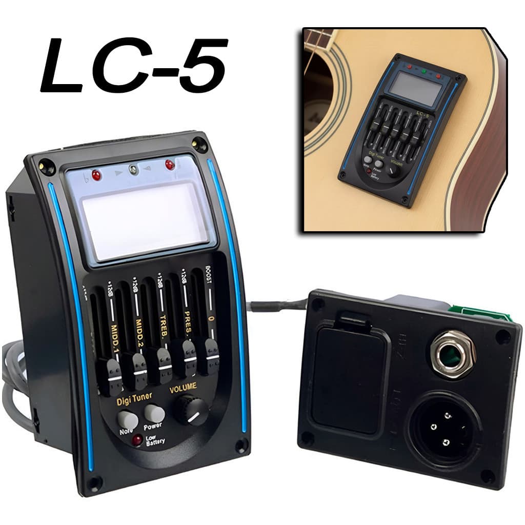 Captador Lc5 Pre Amp Equalizador P/ Violão Com Afinador Lc-5