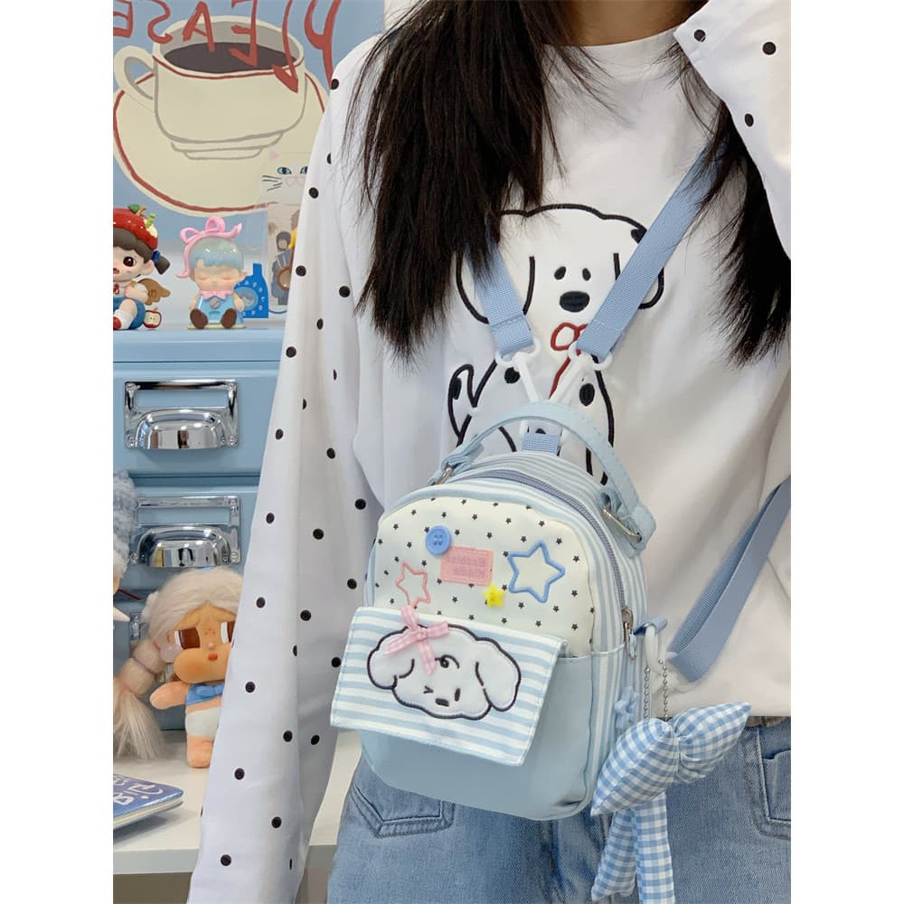 Estilo japonês dos desenhos animados saco de três propósitos feminino bonito Mini mochila menina pequena saco do mensage