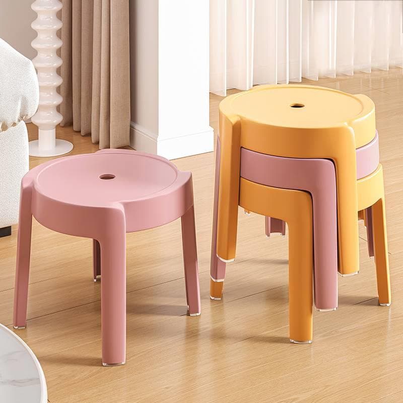 Banqueta pequena de plástico grosso para sala de estar, banco redondo para troca de sapatos, banco baixo para banheiro,