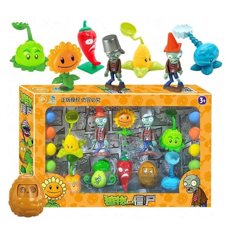 Novos Brinquedos Infantis plants vs zombies 8 Plantas + 2 Zumbis Batalha Conjunto De 10 Peças