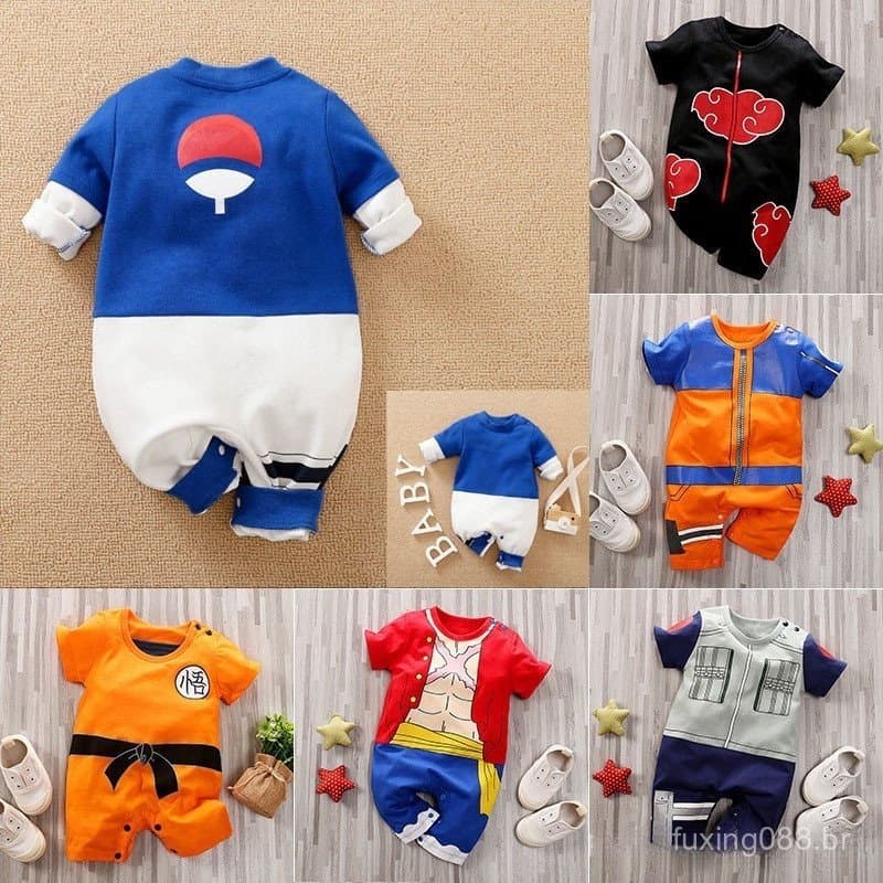 Anime Bebê Macacão Naruto Dragon Ball Manga Curta Luffy Sasuke Uzumaki Roupas Masculinas .