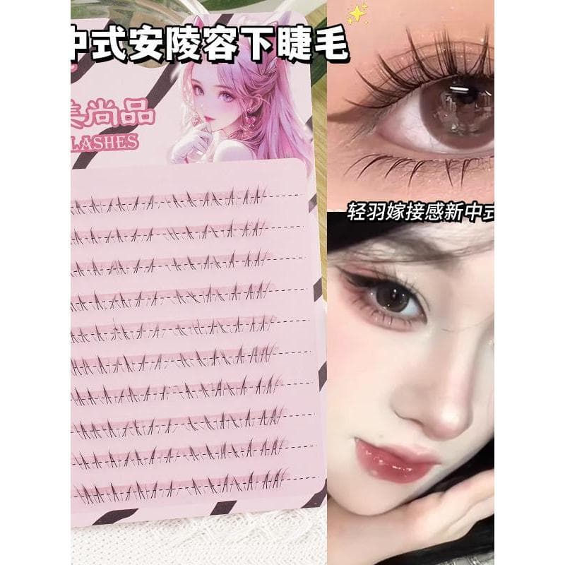 Influenciador venda quente Anlingrong cílios inferiores novo estilo chinês segmentado cílios postiços haste transparente