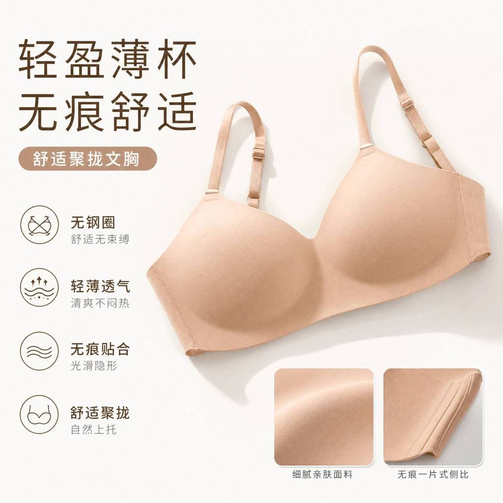 Copo fino de uma peça sem costura roupa interior feminina seios pequenos reunidos suporte superior Anti-flacidez sem ane