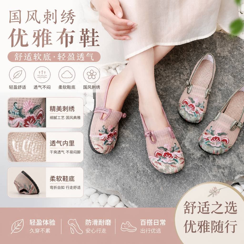 Verão malha sapatos femininos de sola macia mãe pano sapatos novo estilo chinês venda quente moda Super macio pé largo b