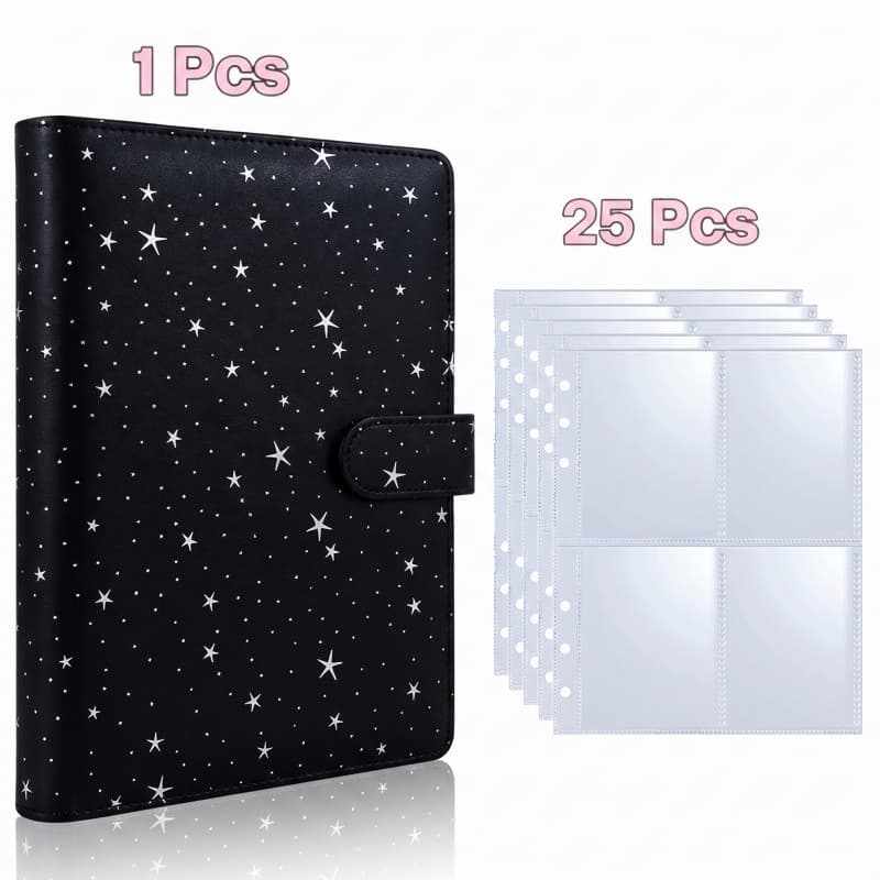 < LK > A5 Photocard Binder 6-Ring Cartão Coletor Álbum PU Titular Com Protetores De Foto Para Organizar Cartões Colecion