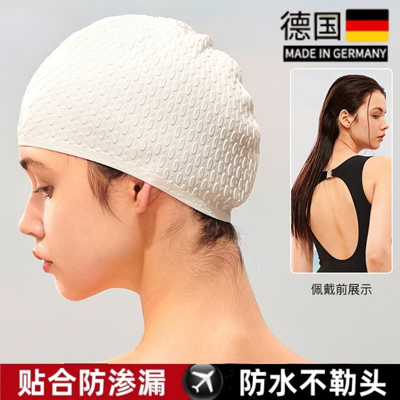 Touca de natação feminina, à prova d'água, sem estrangulamento, cabelo longo, Extra grande, adulto, Silicone, touca de n