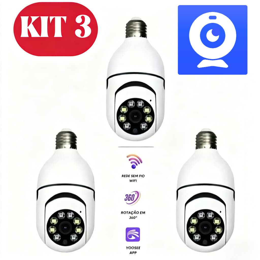 Câmera IP WiFi Sem Fio V720 APP 360 Giratória Com Soquete De Lâmpada PTZ Full HD Segurança De Visão Noturna