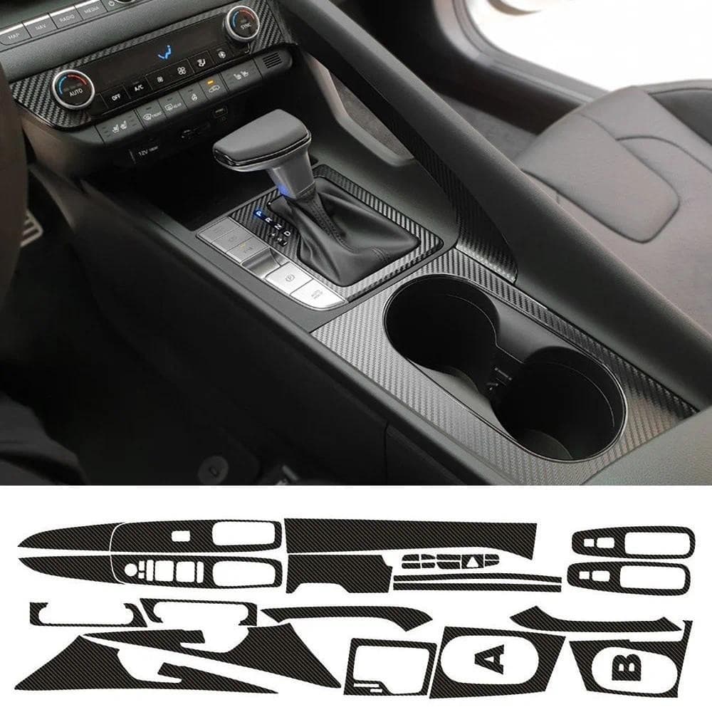Carro-Estilo 3D/5D Fibra De Carbono Interior Do Console Central Mudança De Cor Moldagem Adesivo Decalques Para hyundai E