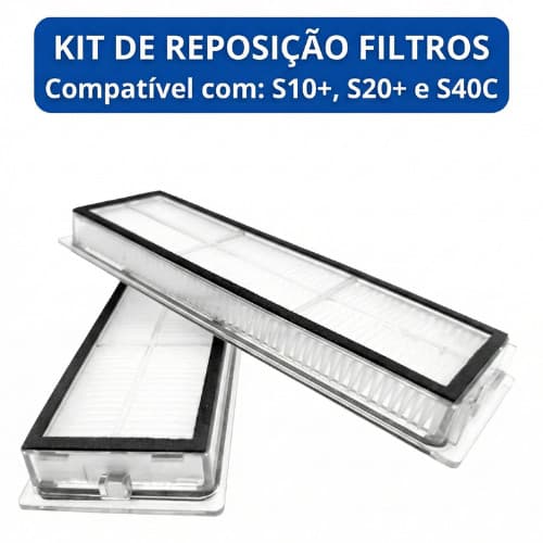 Kit 2 Filtros HEPA Lavável para Robô Aspirador Compatível com S20+ X20+ S10+ X10+ S40C 1C
