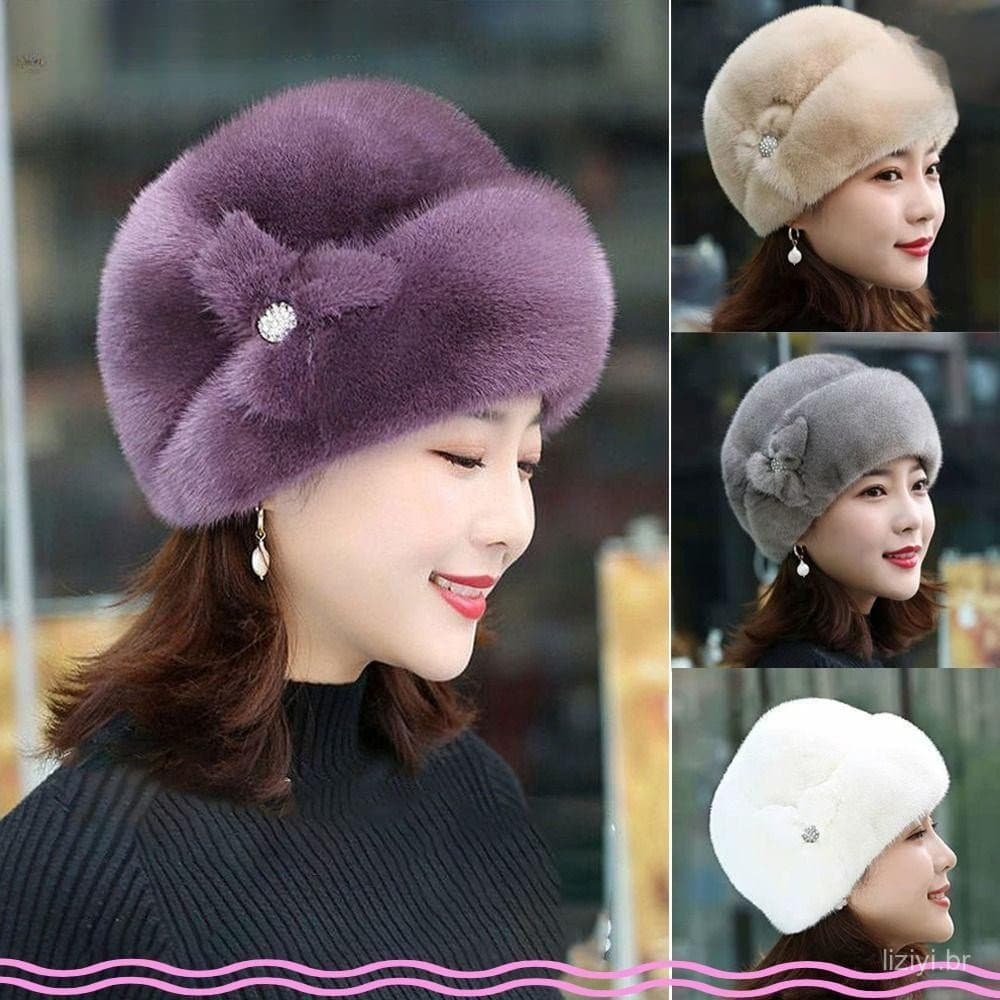 Chapéu De Inverno MAYSHOWLN , Chapéus De Balde Engrossados De Pele De Coelho Falsa , Térmico Feminino Com Decoração De F