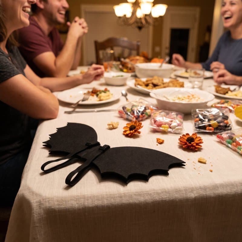 🎃 1Pç Asa De Morcego Em Feltro Preto Acessório Para Halloween