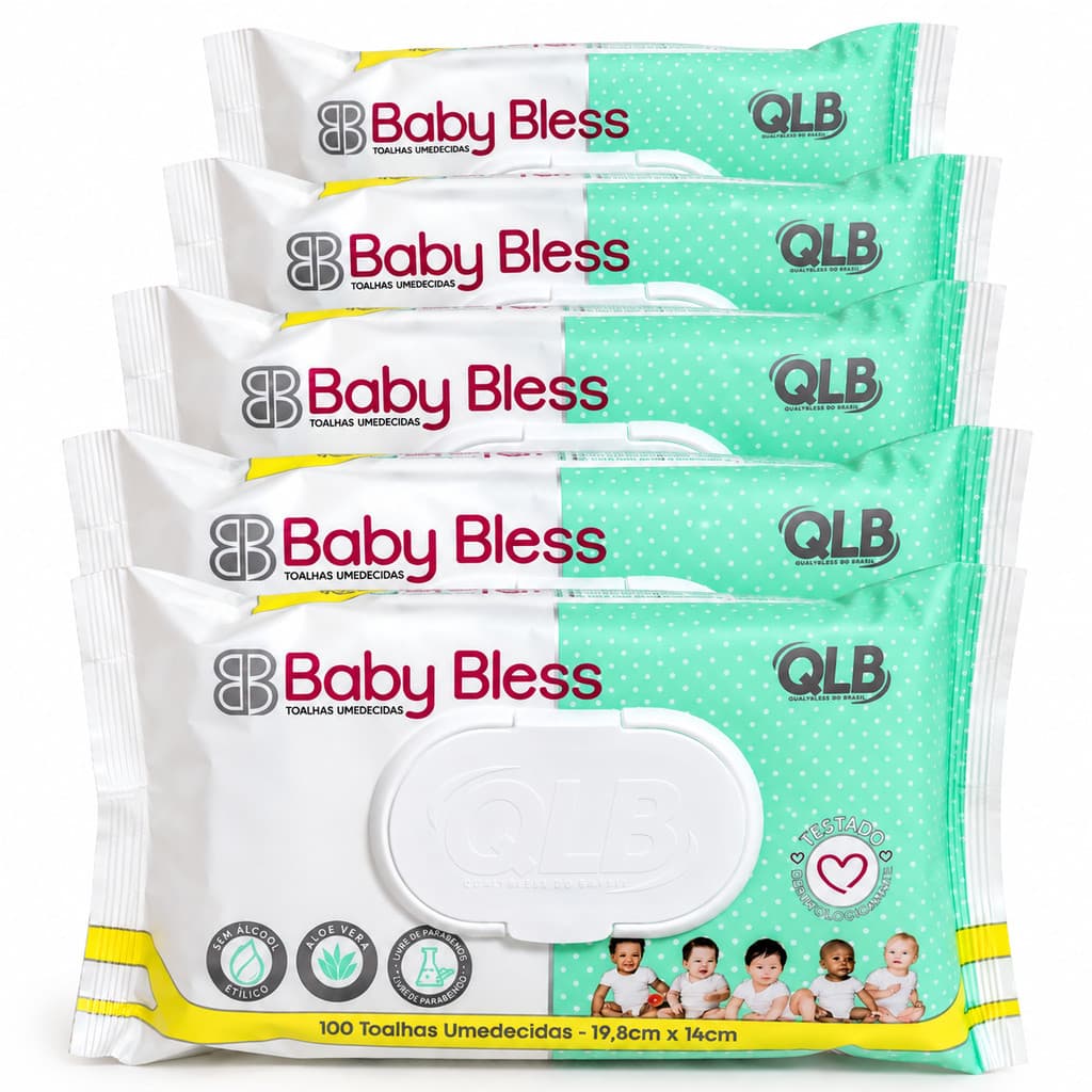 5x Lenço Umedecido Baby 100 unidades Baby Bless