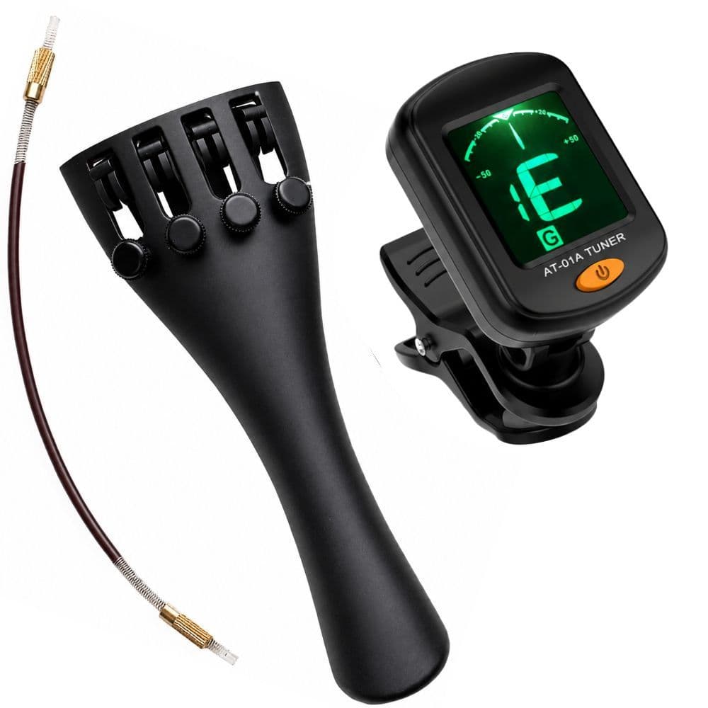 Kit Afinador Digital + Estandarte Violino 4/4 Alumínio com Micro Afinadores e Rabixo Marinos