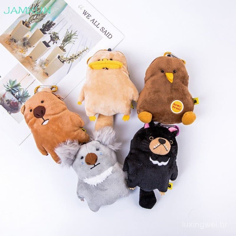 JAMXUN Cartoon wombat Família zero Carteira platypus Coala Boneca Pendurada Bolsa De Cartão De Expansão Criativa De Brin