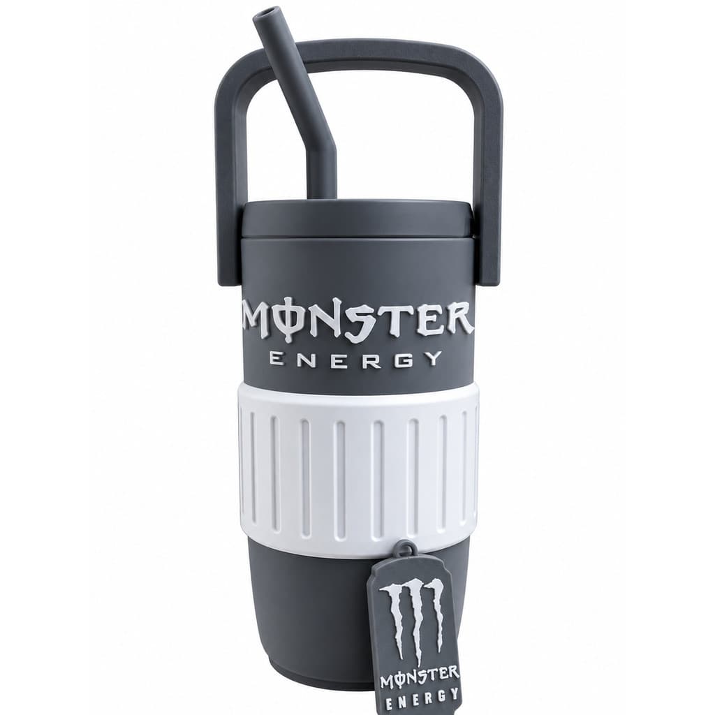 Caneca Porta Lata Monster 473ml Térmico + Canudo + Abridor de Lata + Tampa Monster energy