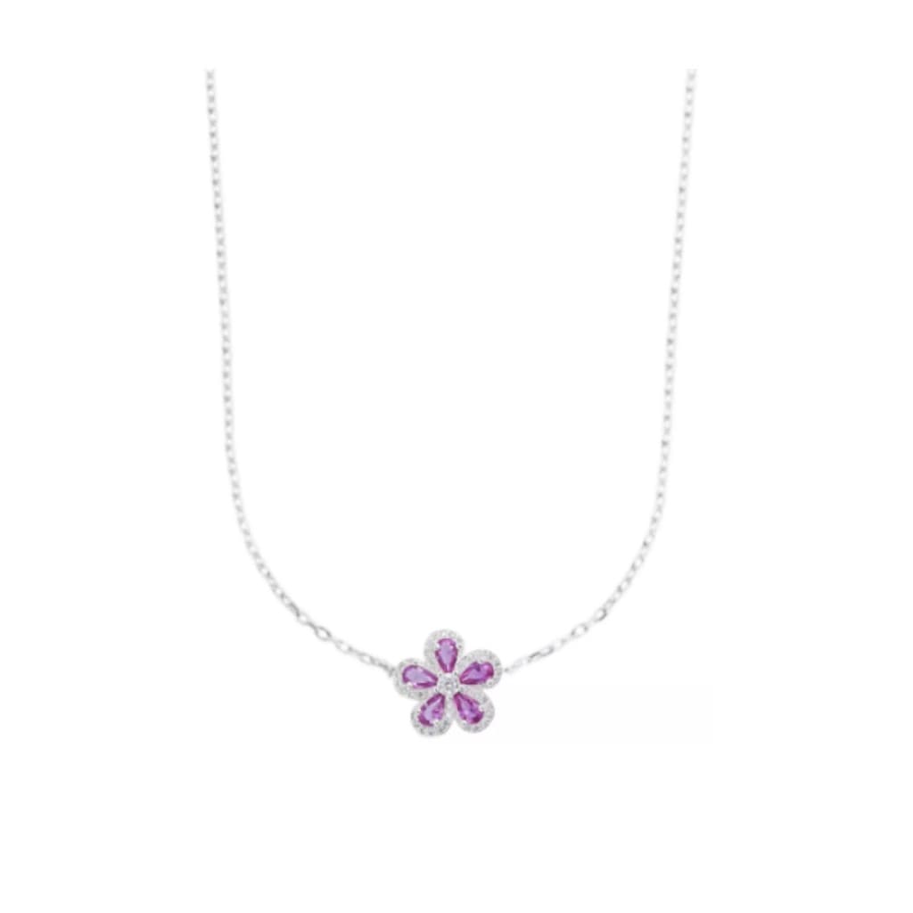 Colar de Flor Cravejado Prata 925