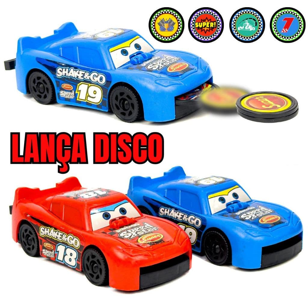 Brinquedo Carro Relâmpago Infantil com Lançador de Discos Interativo