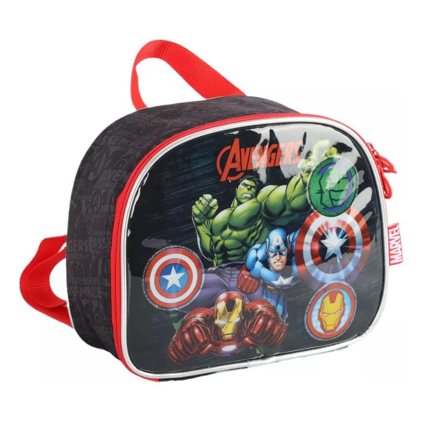 Lancheira Térmica Escolar Infantil Avengers Preto Vingadores preto