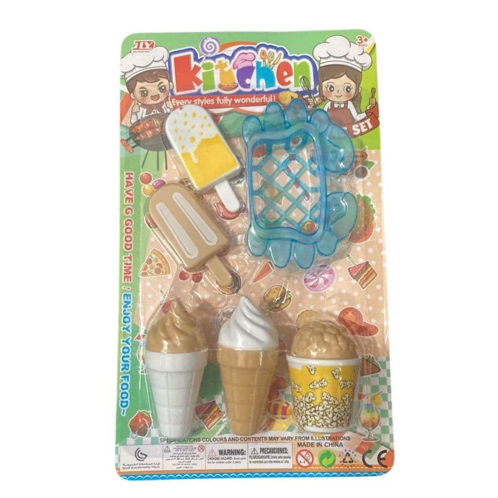 Kit Hora do Lanche Infantil – Brinquedo Educativo com Sorvetes e Pipoca